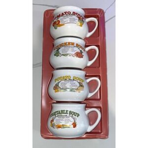 Cottage Core Soup Mug Gift Set Of 4 Original Box Caraway Naturals *READ